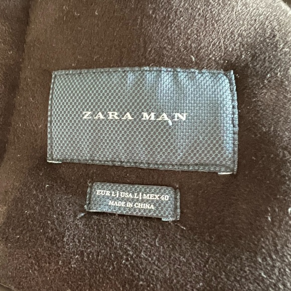 Zara Men’s suede dark brown heavy jacket with fleece lining - Picture 3 of 4